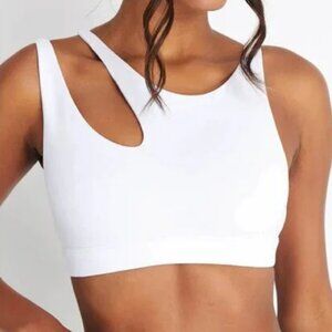 NWOT Alo Yoga Peak Asymmetrical Double Strap Sports Bra in White. XS
